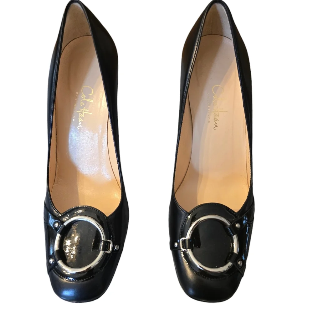 Cole Haan Made in Italy Black Leather Pumps Size 6 in EUC